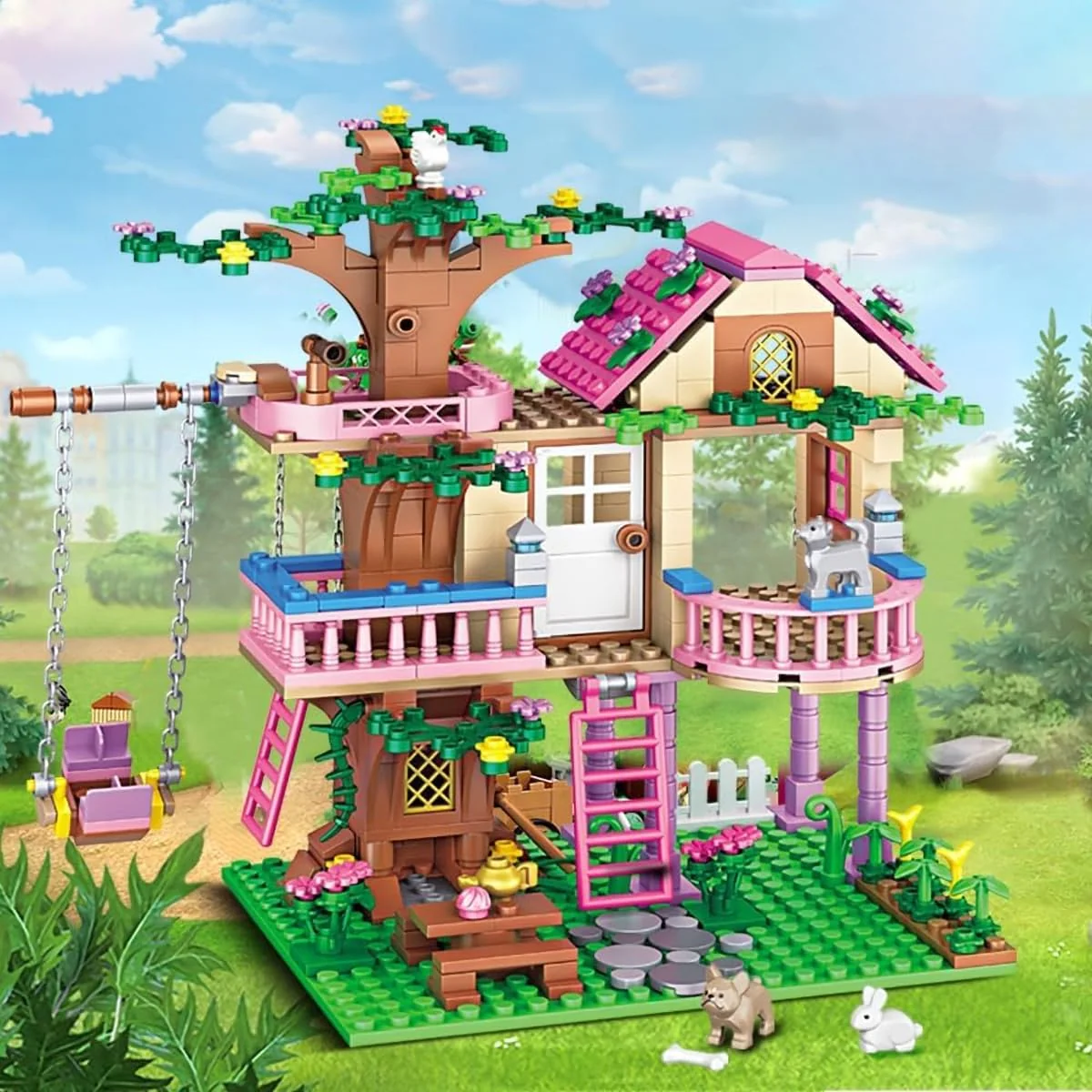 Blocos de Montar Construção Casa na Árvore Brinquedos Infantil (504 Peças)