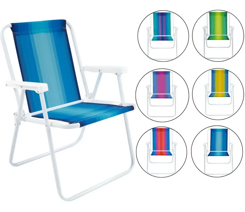 Cadeira De Praia Dobravel Mor Aço Sortida Unitário Oferta Branco