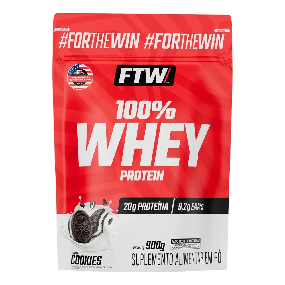 Whey Protein 100% Concentrado Refil 900g Sabor Cookies - Ftw Biscoitos