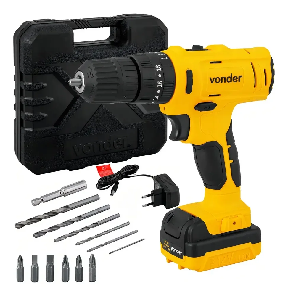 Parafusadeira/furadeira C/ Impacto Vonder Pfv120i Amarelo 127/220v 50 Hz/60 Hz