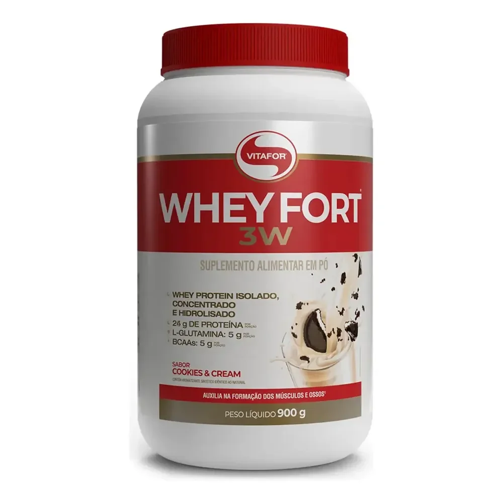 Whey Fort 3w Cookies & Cream 900g Vitafor Biscoitos