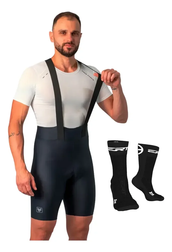 Bretelle Ciclismo Masculino Free Force Classic E Meia Ert Preto 3g