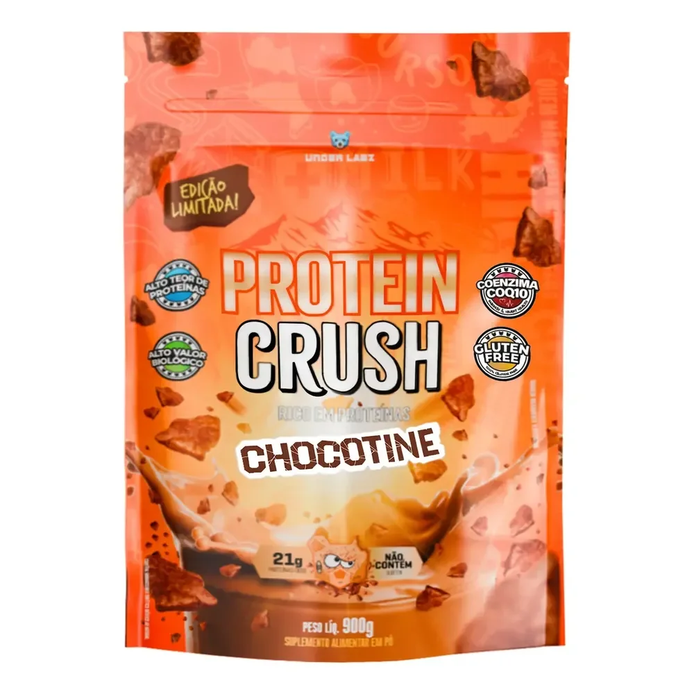 Whey Protein Crush 100% Concentrado Under Labz Coenzima Q10 Sabor Chocotine 900g Café