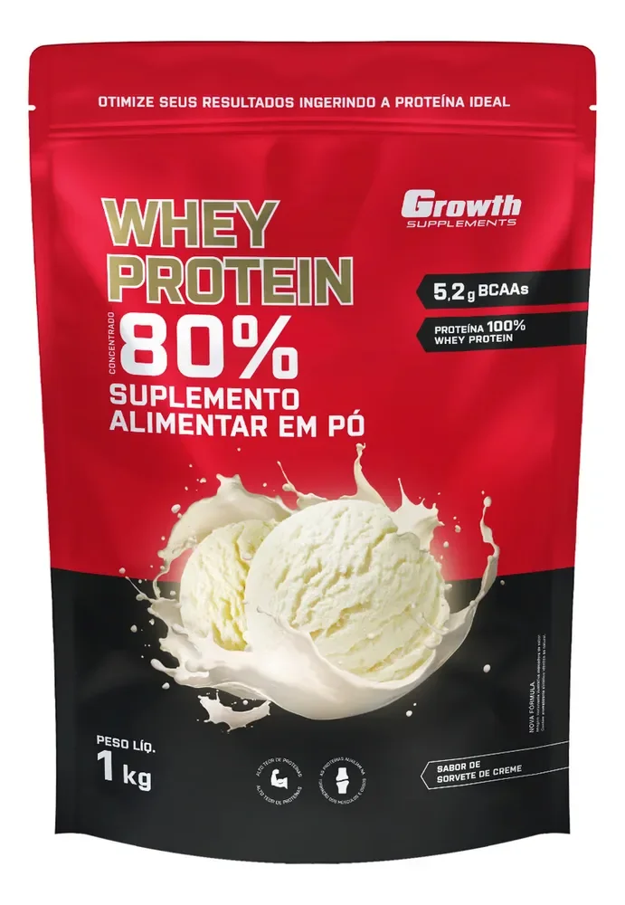 Whey Protein Concentrado 1kg Growth Supplements - Sorvete De Creme
