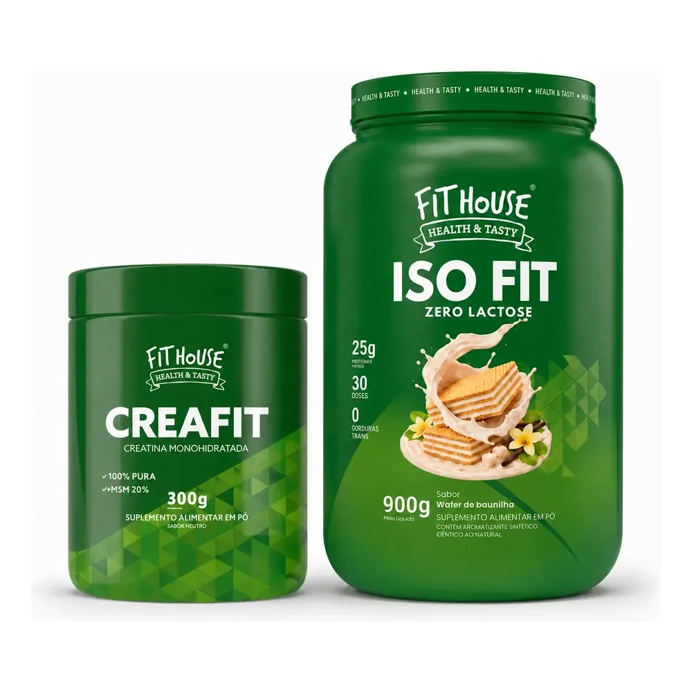 Kit Whey Protein Iso Fit 900g + Creatina Fit House 300g Variados Baunilha