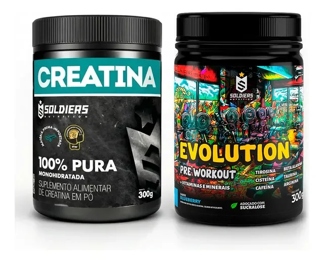 Kit: Creatina 300g + Pré-treino Evolution 300g Soldiers Nutr