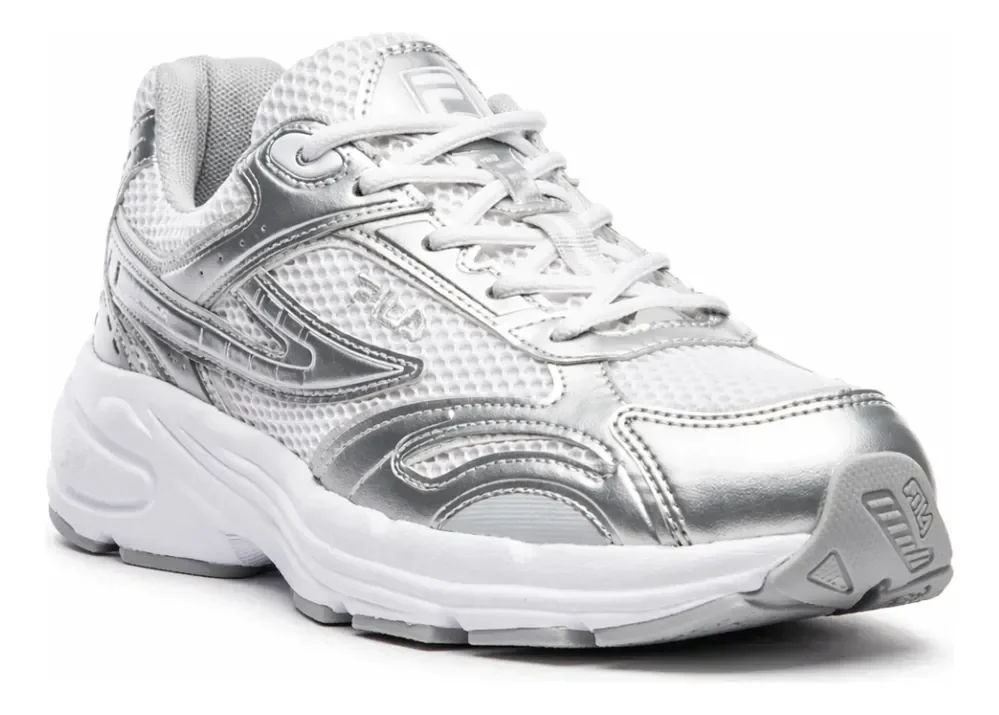 Tênis Fila Feminino Runner 2k Casual Confortável Tratorado Prata/branco Geométrico 33 Br