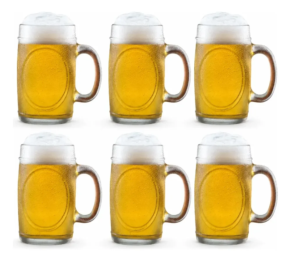 Conjunto Com 6 Canecas De Chopp, Cerveja Bebida Vidro 350ml Branco Nenhum