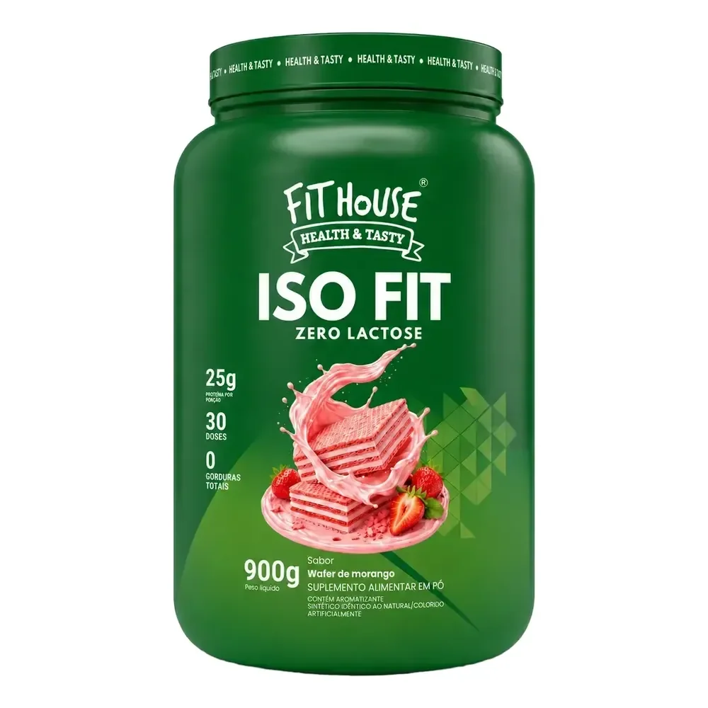 Iso Fit Proteina Isolada Zero Lactose Fit House 900g Wafer De Morango