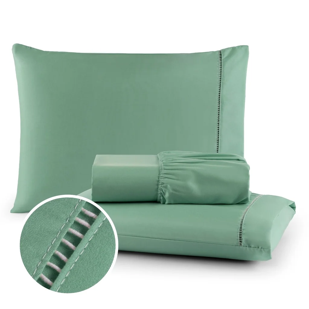 Kit Lencol Jogo de Cama Berço Solteiro Casal Queen King 400 fios Toque Macio com Ponto Palito