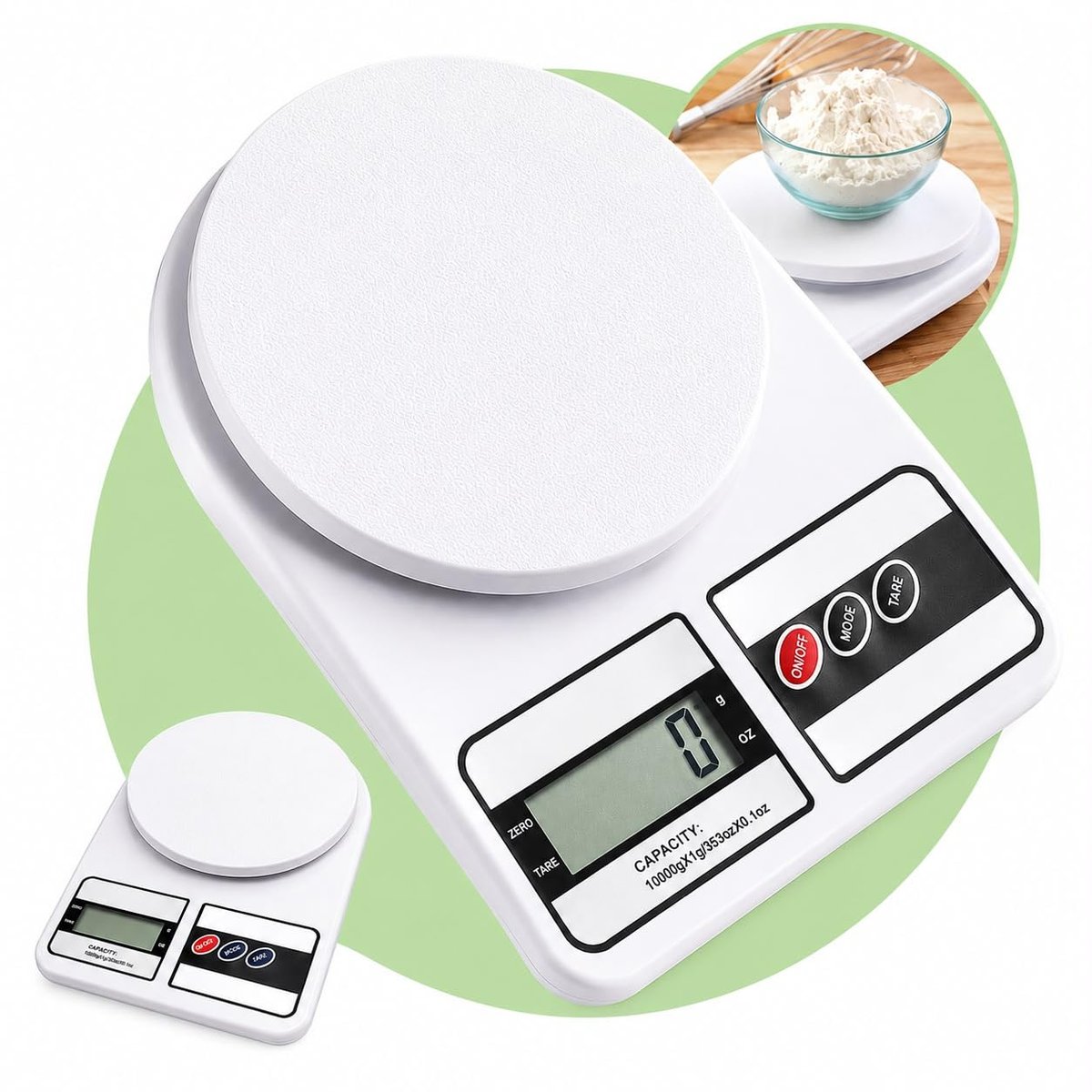 Balança de Cozinha Digital 10kg Precisão 1g Função Tara, Display LCD, Múltiplas Unidades, Plataforma Antiderrapante, Design Compacto para Alimentos, Dieta, Confeitaria e Receitas Premium