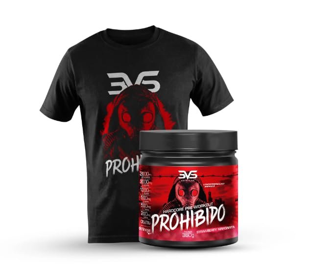 3VS Nutrition Combo Pré Treino Prohibido Sabor Morango 360g + Camiseta Exclusiva Prohibido Tam. G