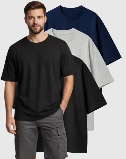 Kit Camisa Oversized Masculino Blusa Streetwear Algodão