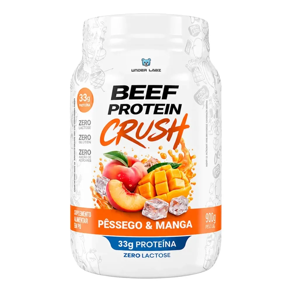 Beef Protein Crush Under Labz Whey Isolado Hidrolisada Carne Pessego E Manga 910g