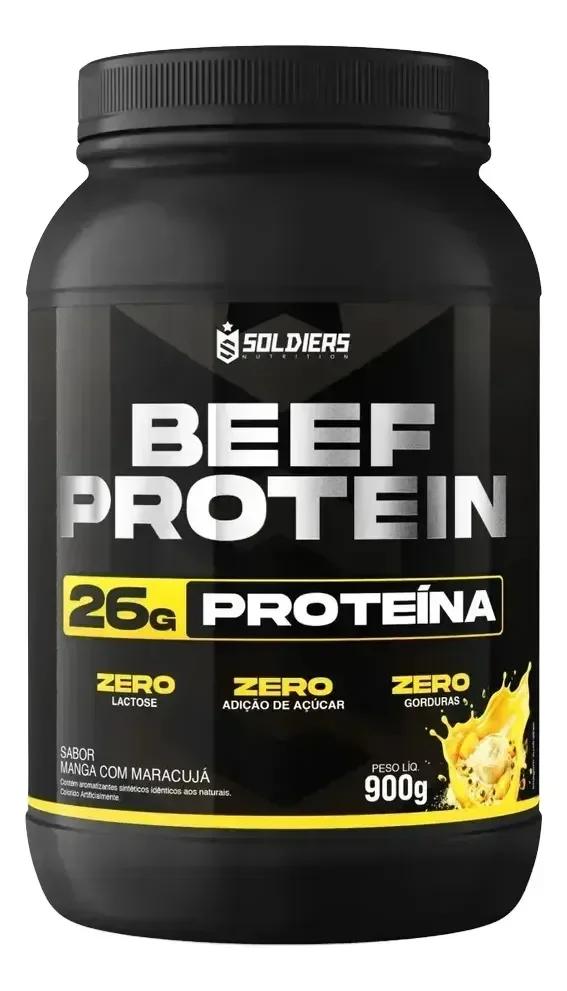 Proteína Beef Protein Zero Lactose Suplemento Alimentar Em Pó Manga Com Maracujá 900g - Soldiers Nutrition