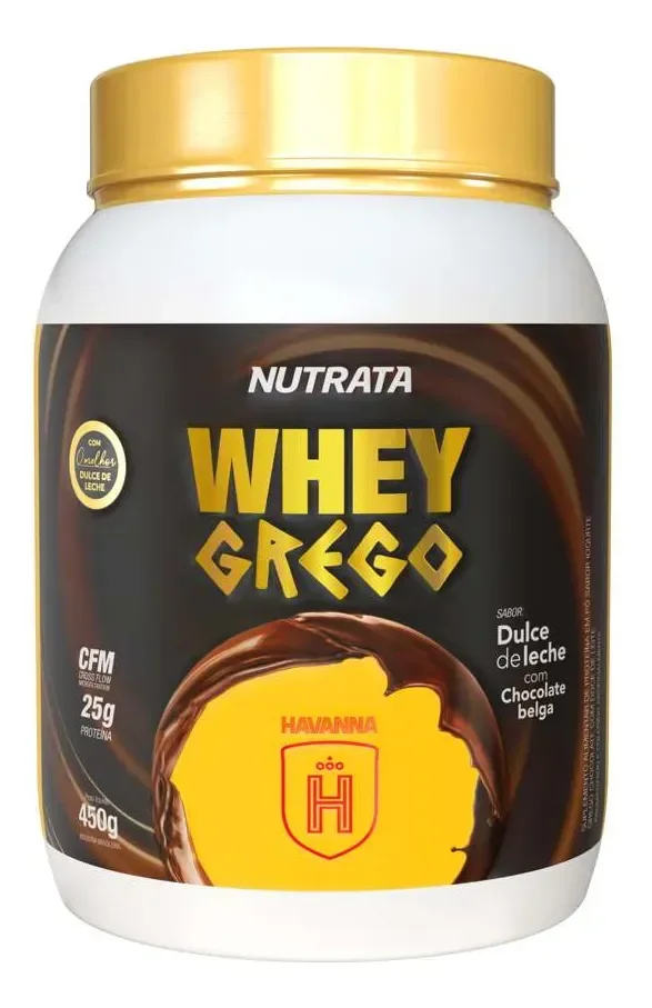 Suplemento Whey Grego Havanna 450 Gramas Nutrata Dulce De Leche Com Chocolate Belga