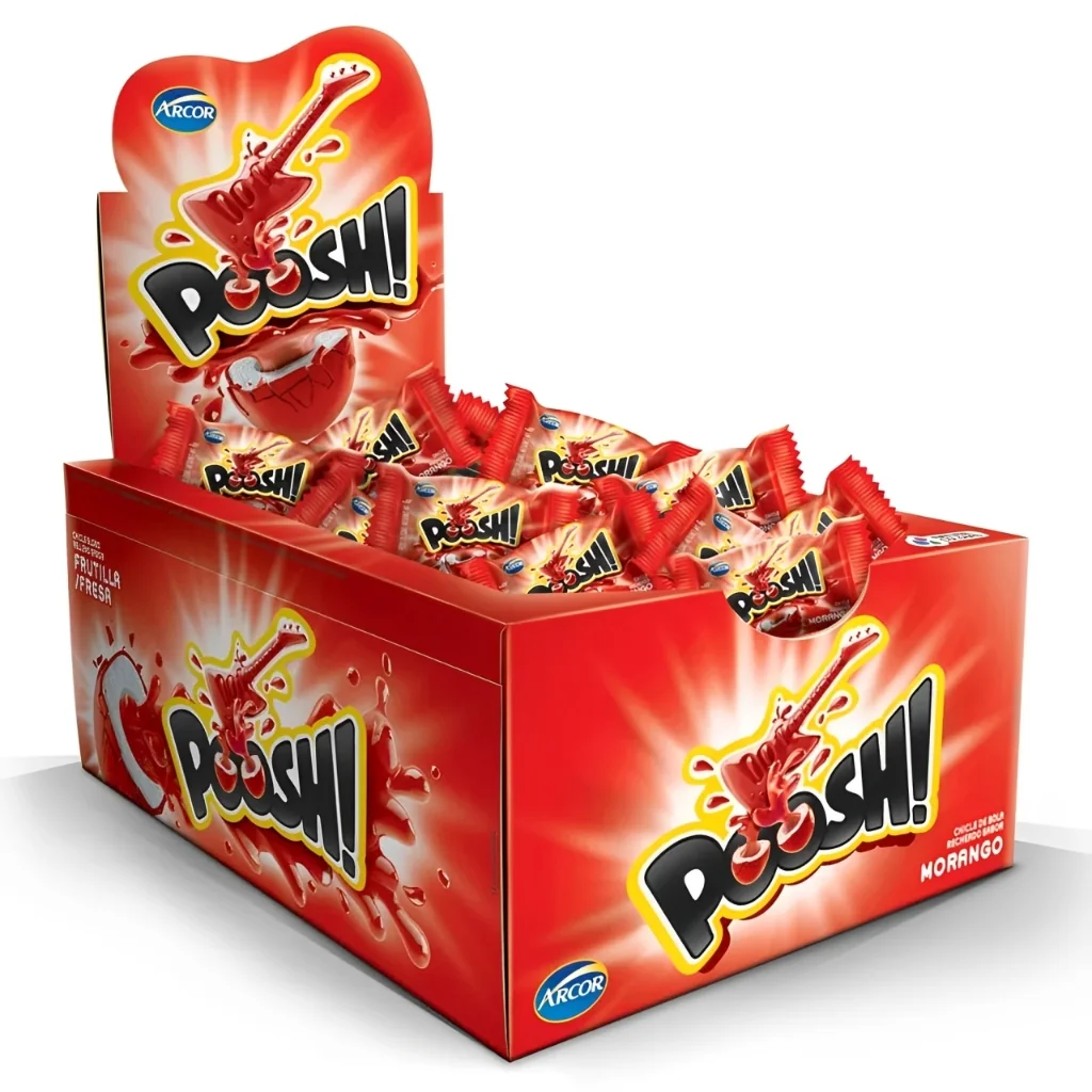 Chiclete Poosh Morango C/40 Unidades Arcor