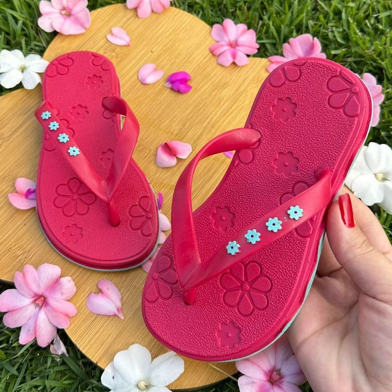 Chinelo Infantil Sandália Menina Feminina Modinha Maria Flor Macia Solado Antiderrapante e Seguro