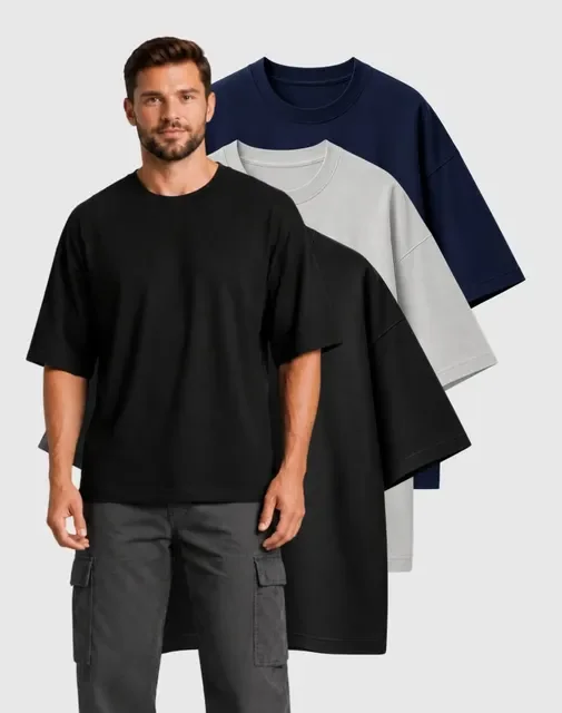 Kit Camisa Oversized Masculino Blusa Streetwear Algodão