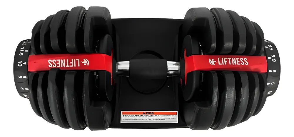 Halter Regulavel Vermelho 24kg - Dumbell Anilhas Liftness