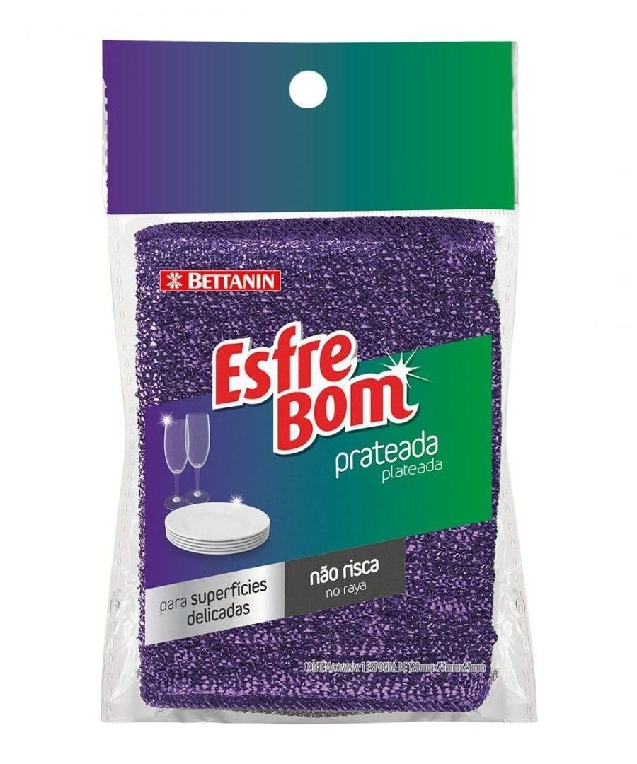 EsfreBom - Esponja Prateada Unitária, Cor Sortida, Bettanin