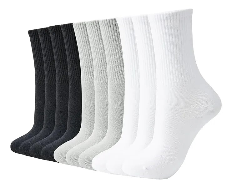 Kit 12 Pares Meia Cano Medio Academia Alto Longo Sport Cores Mista Masculina Liso 40-46 Cano Médio