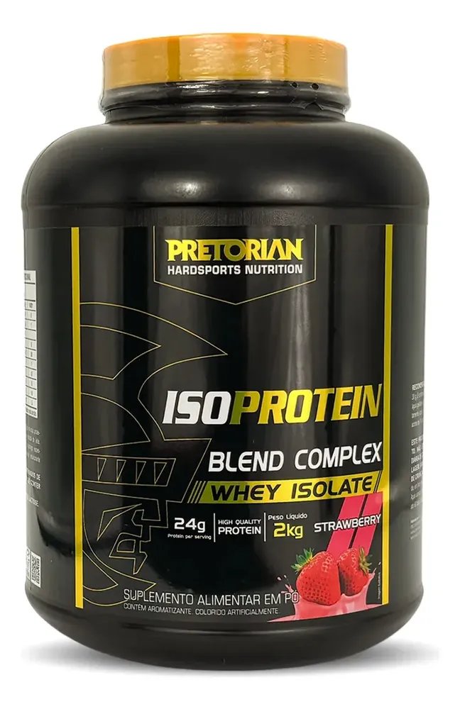 Suplemento Whey Protein Isolado Iso Protein Blend Complex Proteinas Iso Sabor Morango Pote De 2kg Em Po Pretorian
