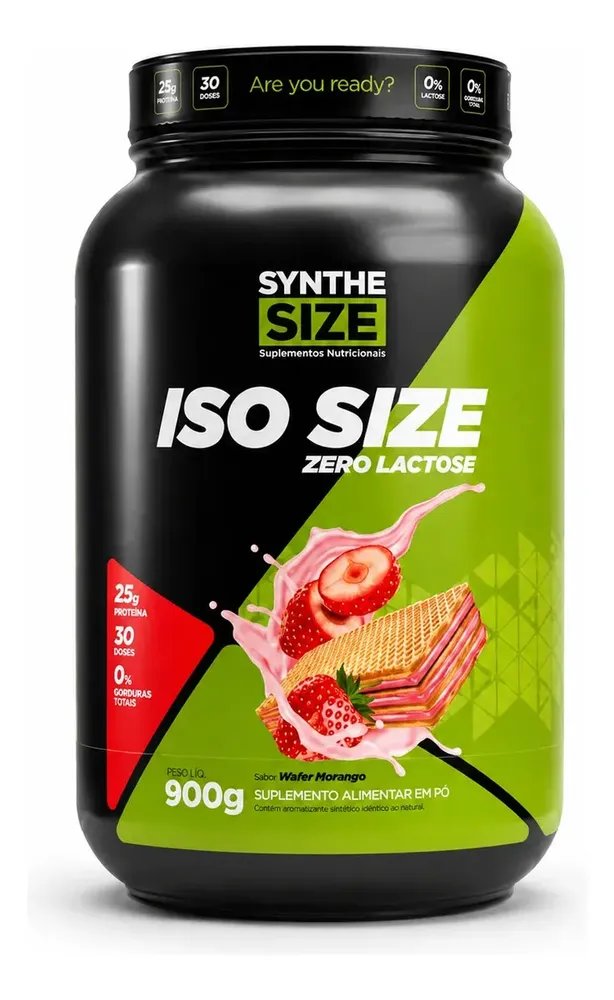 Iso Size Zero Lactose 900g Whey Isolado - Synthesize Sabor Wafer Morango