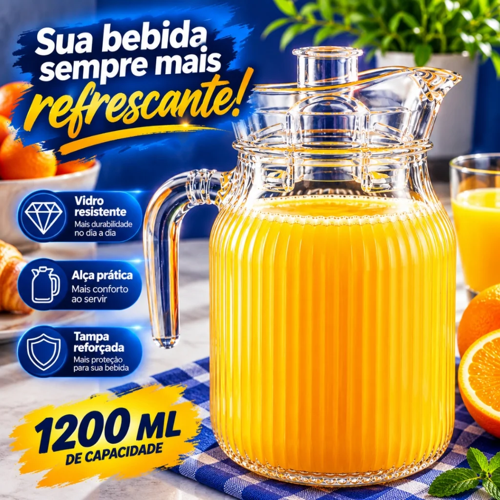 Jarra De Vidro Com Alça Cozinha 1200 ML