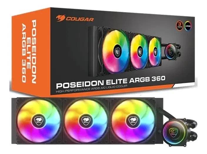 Water Cooler Cougar Poseidon Elite Argb Preto 360 Preto