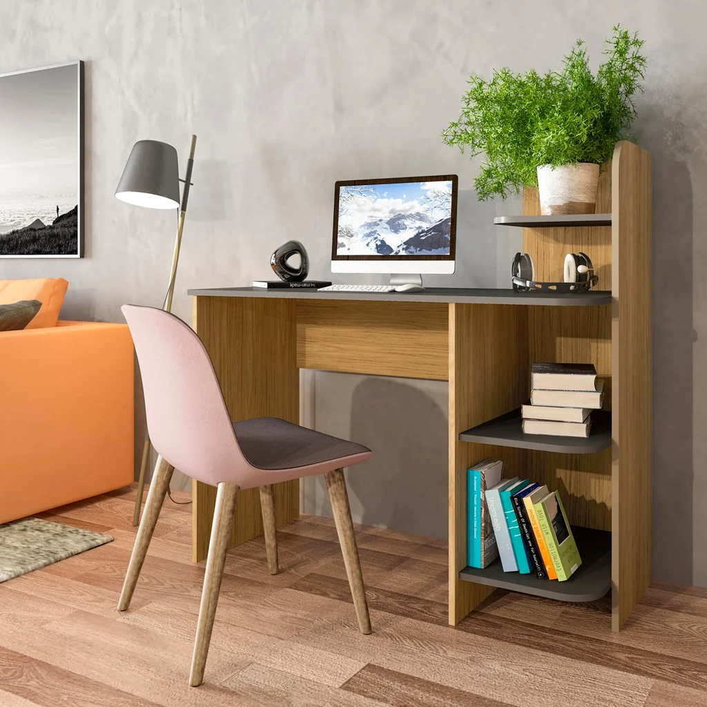 Escrivaninha Estante Link Artely Com Prateleiras para Estudos e Home Office