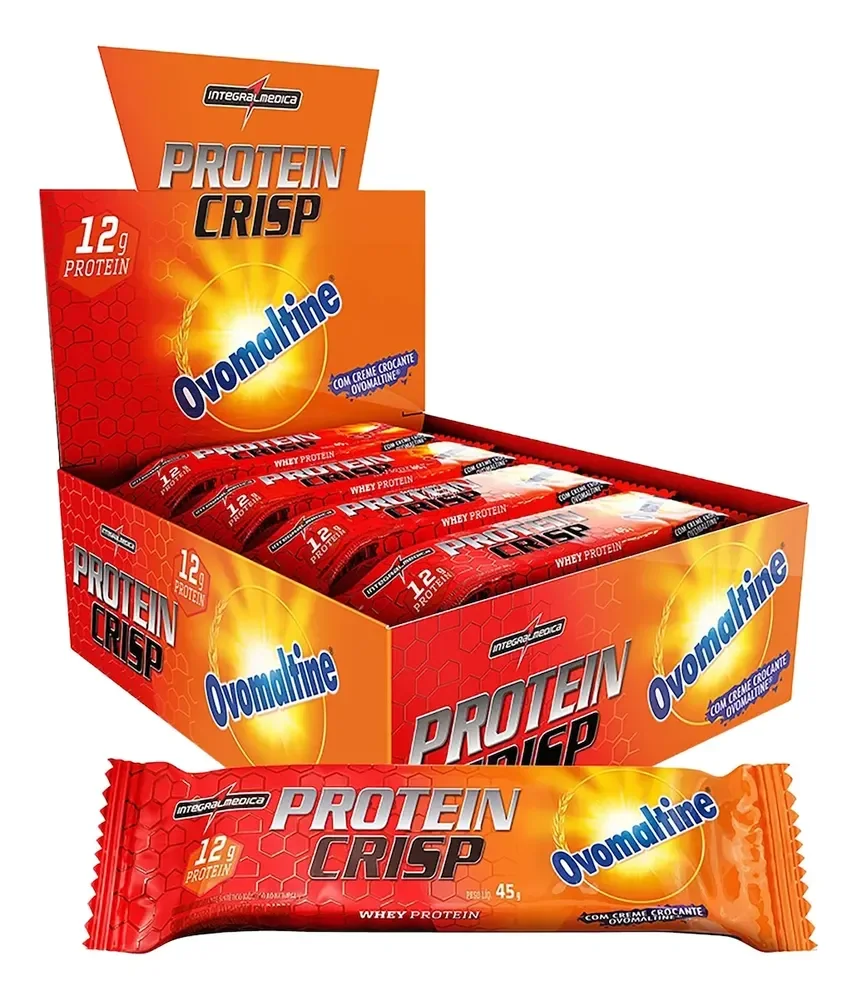 Caixa Barra De Proteína 45g Integralmédica Protein Crispbar  Ovomaltine