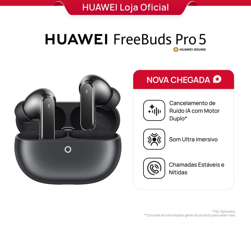 HUAWEI FreeBuds Pro 5  | Fone de Ouvido Bluetooth Sem Fio | Som Ultra Imersivo | Chamadas Nítidas