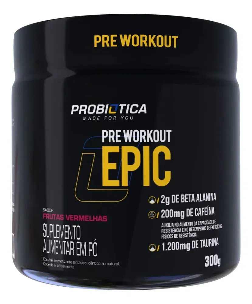 Pré Treino Epic Pré Workout + Amino - Pote 300g - Probiotica Sabor Frutas Vermelhas