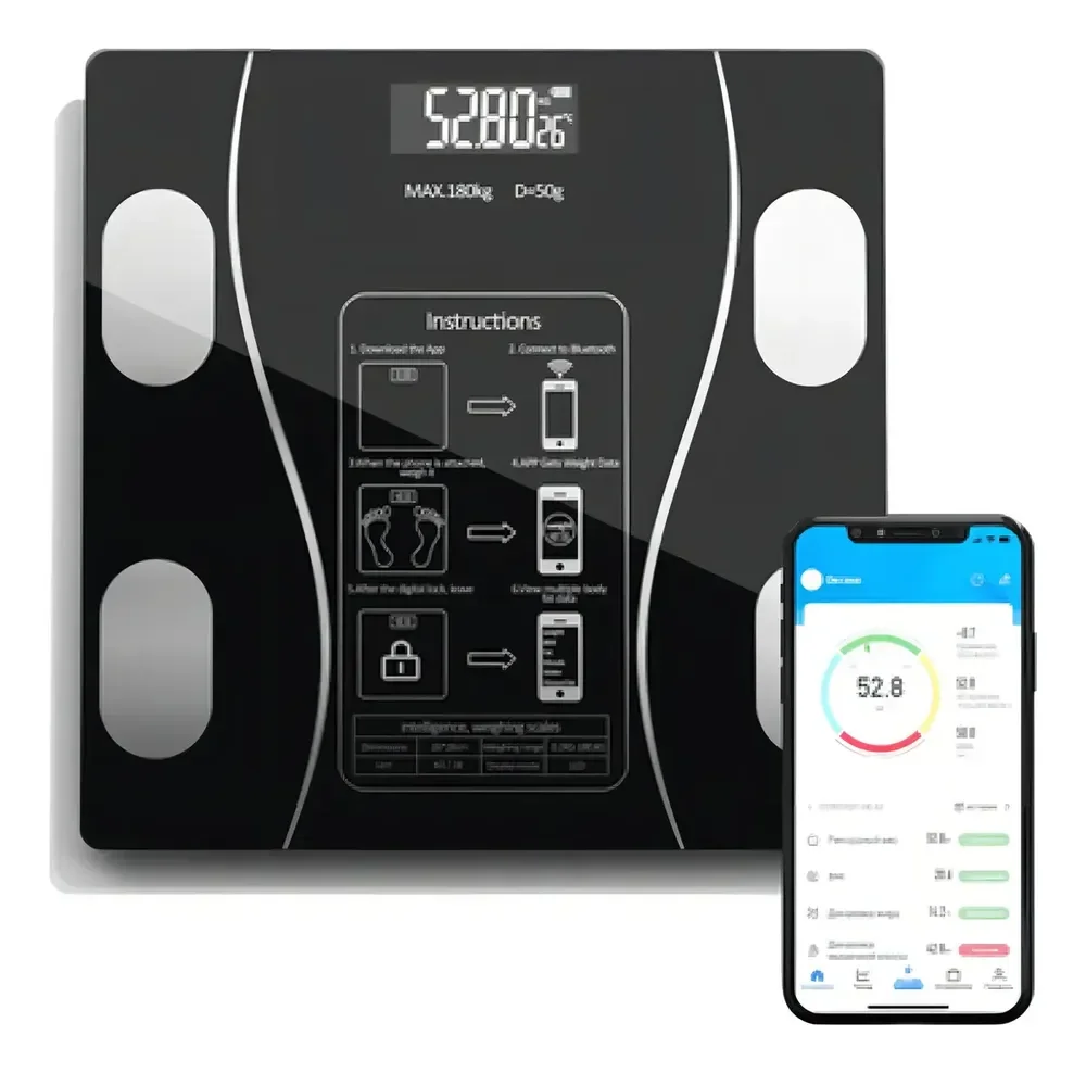Balança Digital Até 140kg Academia Aplicativo Bluetooth Cor Balança Digital Corporal Bioimpedancia