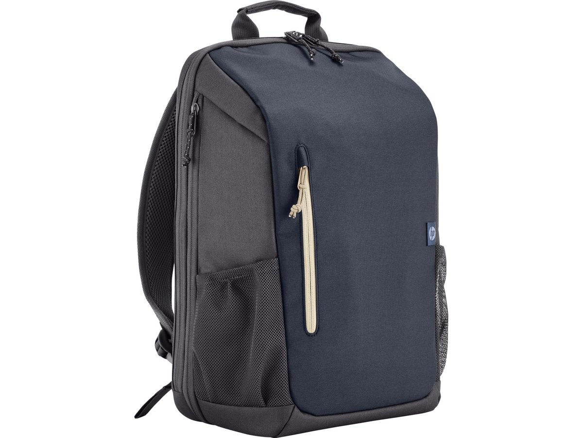 Mochila HP Travel - para Notebook de até 15,6 Polegadas, Multi-compartimentos, Expansível até 21L, com Alças Acolchoadas, Exterior Feito de Materiais Reciclados, Azul (6B8U7AA)