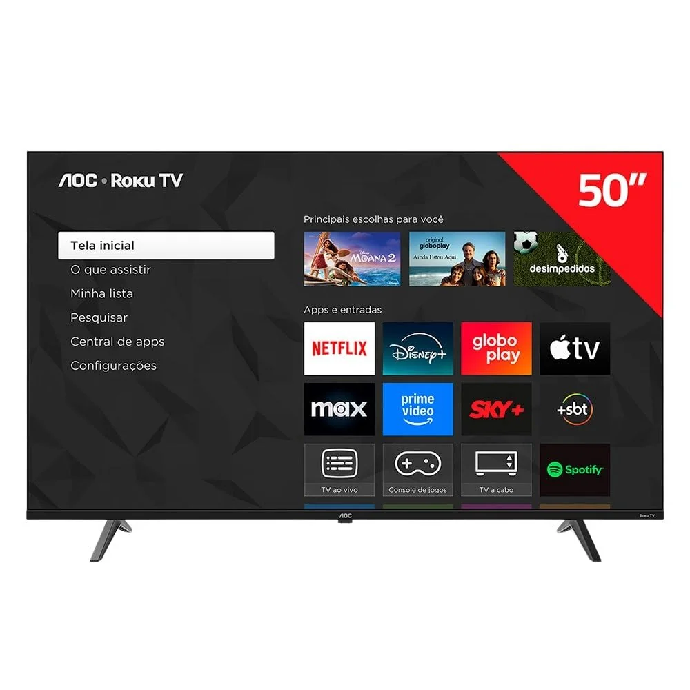 Smart TV AOC 50 Polegadas, DLED, 4K, Roku TV - 50U7045/78G