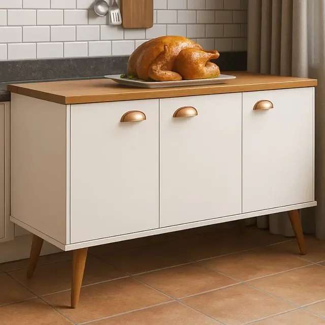 Buffet Balcão Armário Cozinha Estilo Vintage P/ Microondas