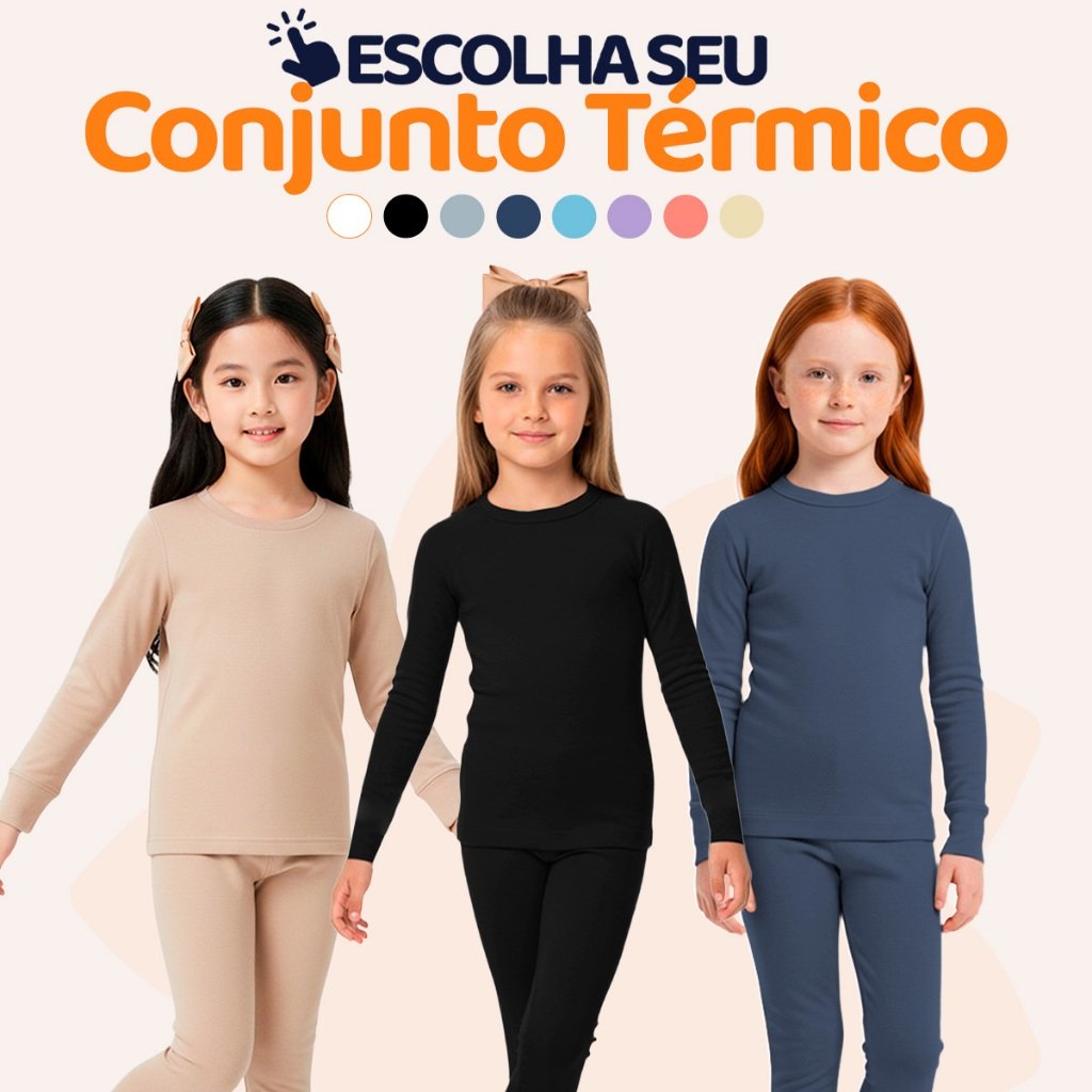 Conjunto Térmico Infantil Menina Kids Blusa e Calça Manga Longa Roupa de Frio Inverno Feminino Agasalho Estampados L08