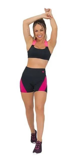 Conjunto Fitness Feminino Elegance Preto P/ Academia Look