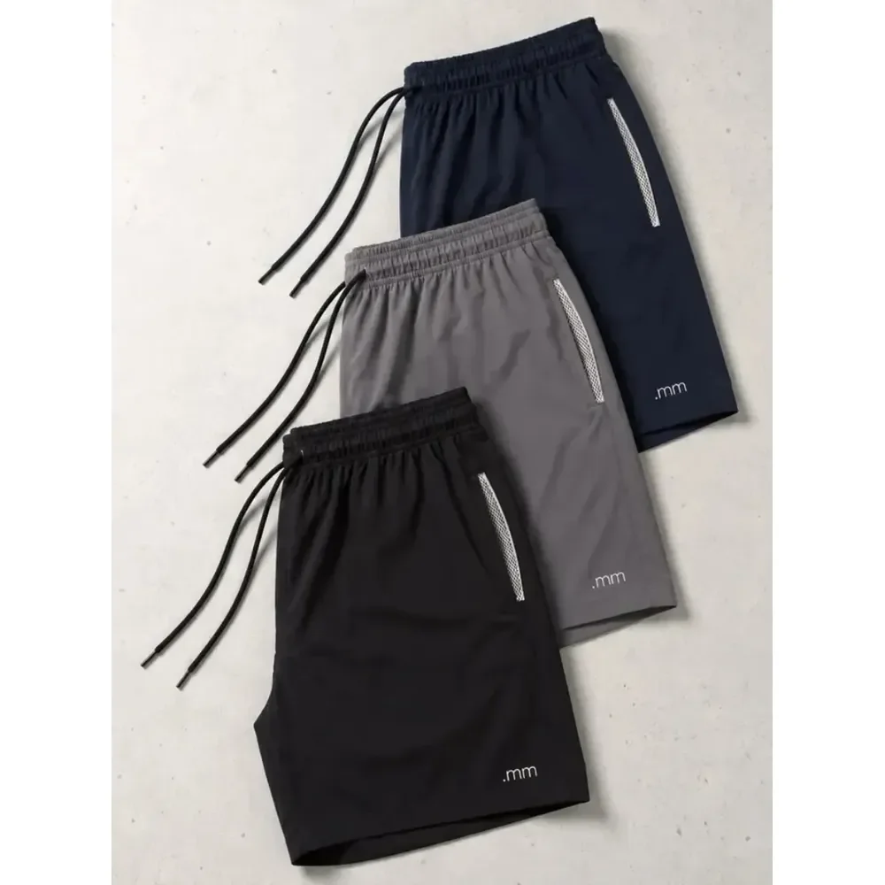 Kit 3 Bermuda Masculina Tactel Com Elastano Academia Treino Preto-marinho-cinza Gg