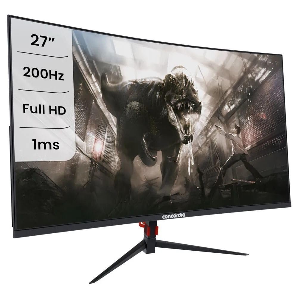 Monitor Gamer Concórdia 27" Curvo 200Hz Full HD 1ms FreeSync Premium