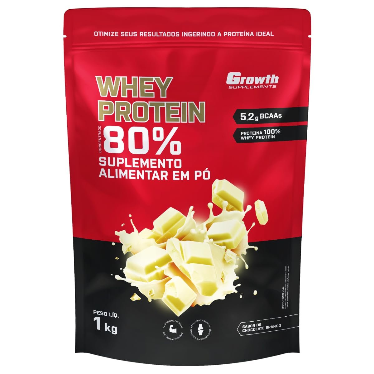 Growth Supplements Whey Protein Concentrado 1kg Growth Supplements - Chocolate Branco