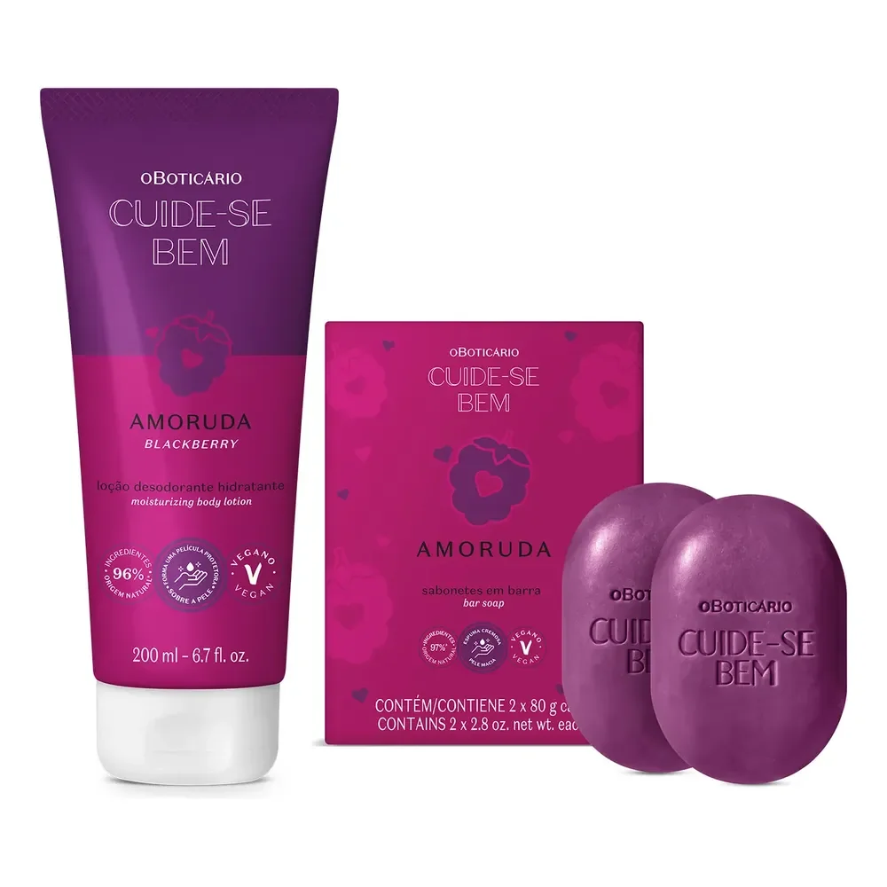 Combo Cuide-se Bem Amoruda: Loção Corporal 200ml + Sabonetes
