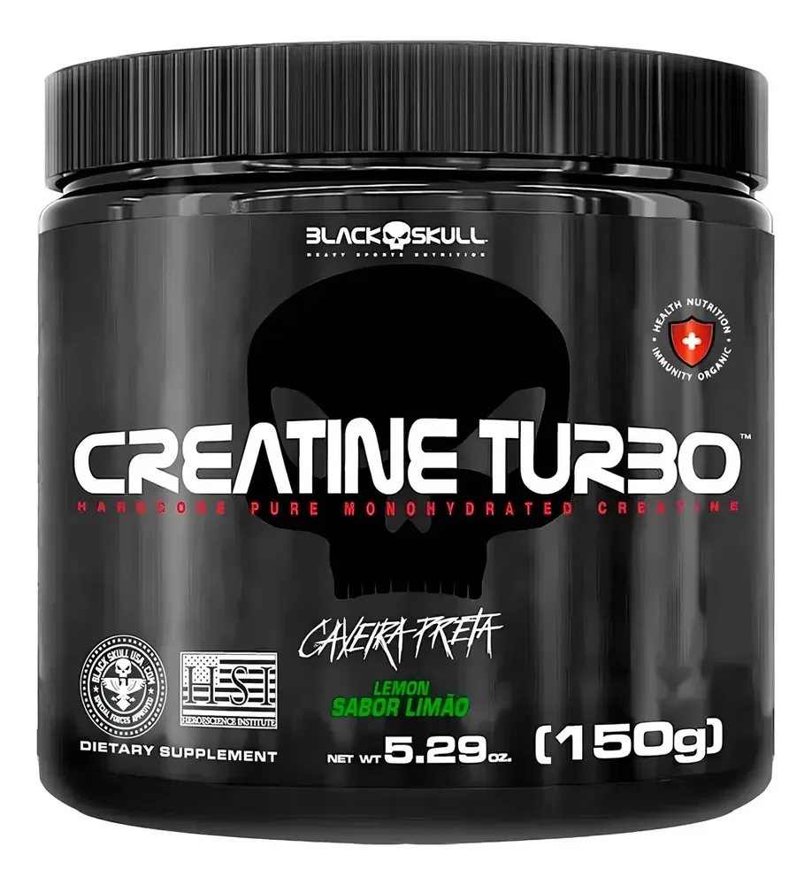 Suplemento em Pó Black Skull 150g Turbo Monohidratada Sabor Limão