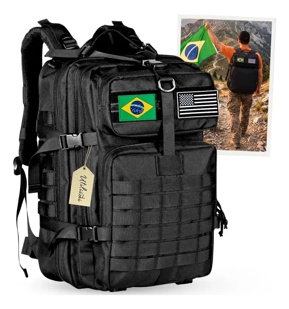 Mochila Tática Militar Impermeável Reforçada Bolsa Viagem Grande Assault Resistente Airsoft Escolar Exército Utilizzei