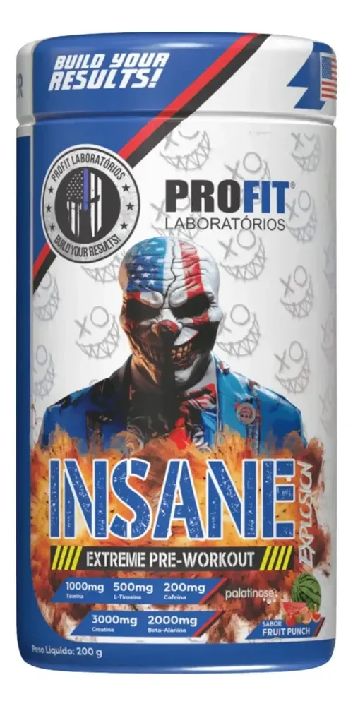 Pré Treino Insane Explosion ProFit Laboratórios Ponche de Frutas 200g