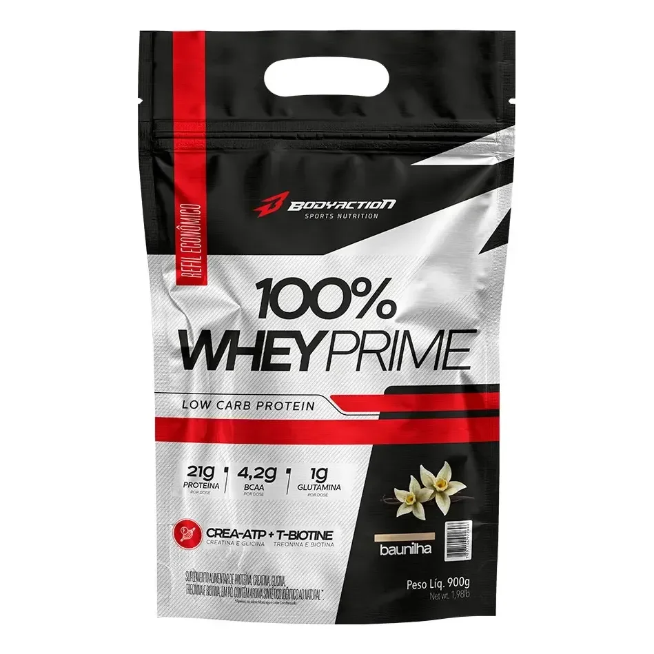100% Whey Prime 900g Protein Low Carb - Body Action Sabor Baunilha