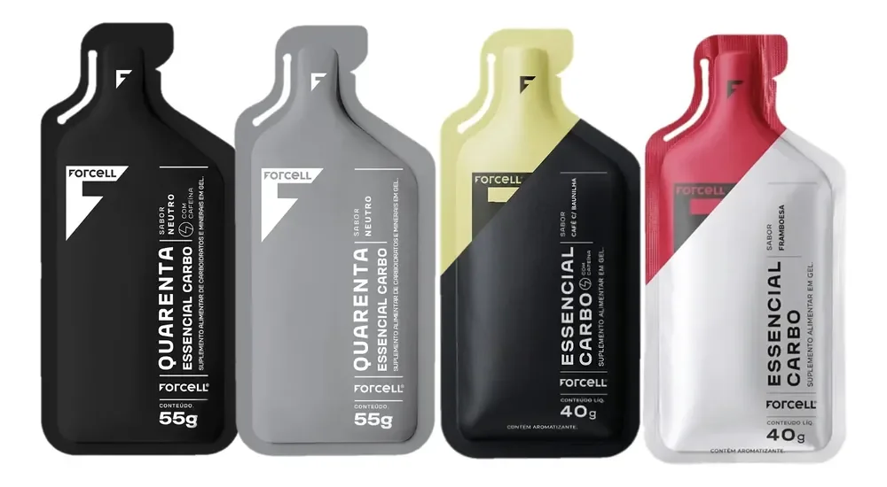Forcell Gel 27g E 40g De Carbo Sabor Variados Kit 04 Sachês Variados