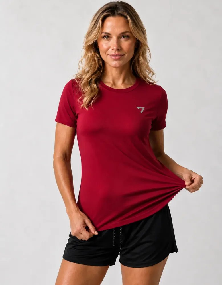 Camiseta Térmica Feminina Uv50+ Seven Line Curta Original Vermelho Liso P